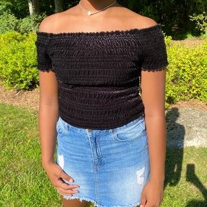Black velvet Aeropostale off the shoulder top